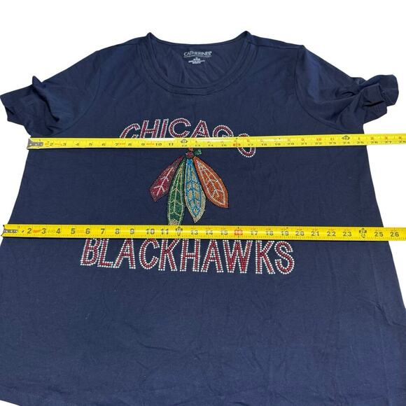 Catherine's Supreme Collection Chicago Blackhaks Short 1X Black S/S Glittery - Picture 7 of 10